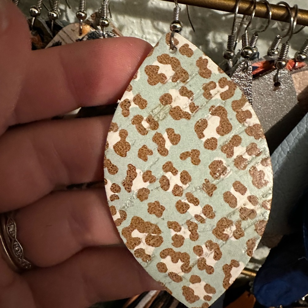 Leopard Print Leaf Earrings
